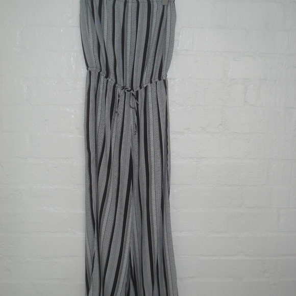 PLANET BLUE - TRU BLUE STRIPE BELL JUMPSUIT - Picture 1 of 7